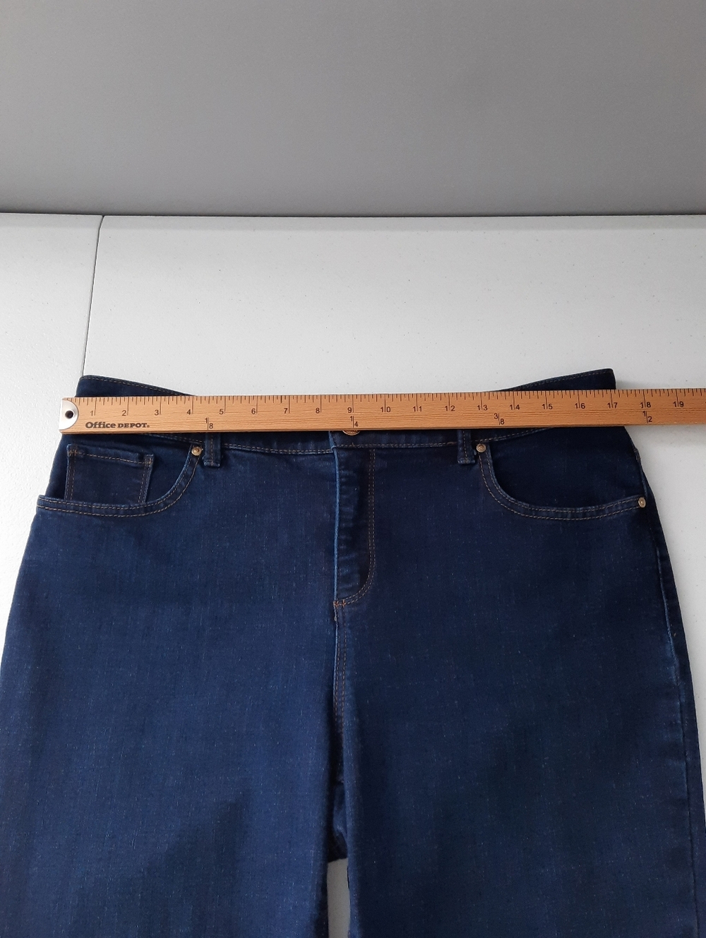 Chico's So Slimming Dark Wash High Rise Slim Jeans size 10 Short - Picture 7 of 13